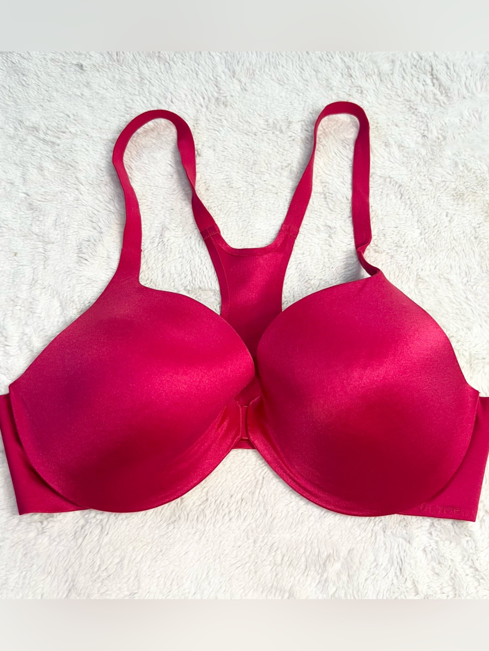 Victoria’s Secret Red Front Close Lightly Lined Racerback T-Shirt Bra Size 38D